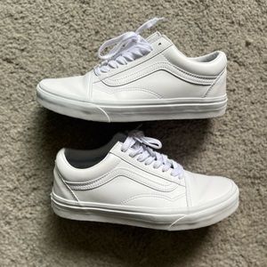 White Leather Vans 8.5/10